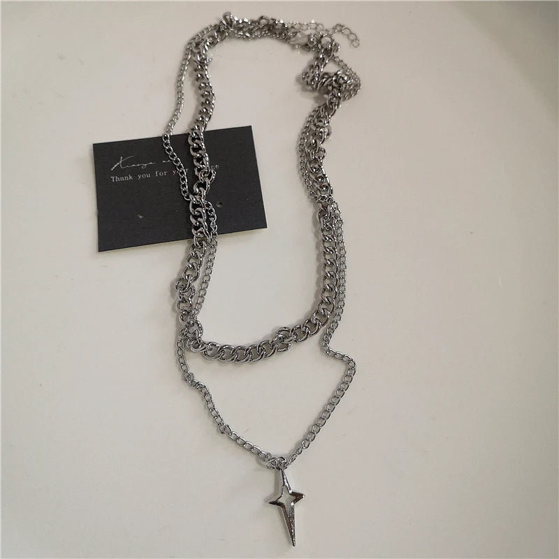 Hip Hop Black Heart Chain Necklace