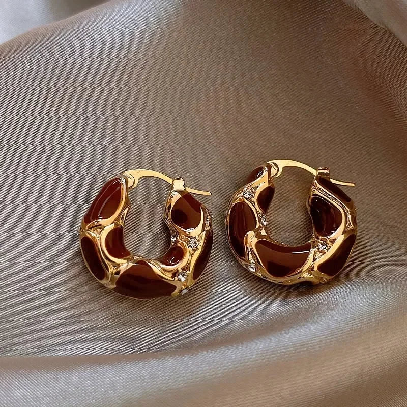 Chic Enamel Huggie Earrings