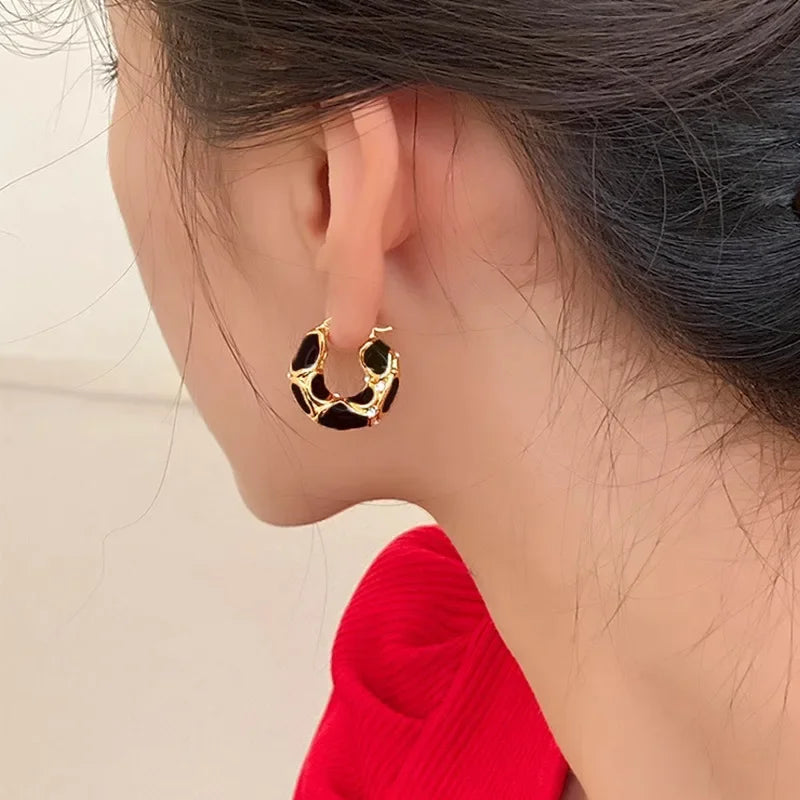 Chic Enamel Huggie Earrings