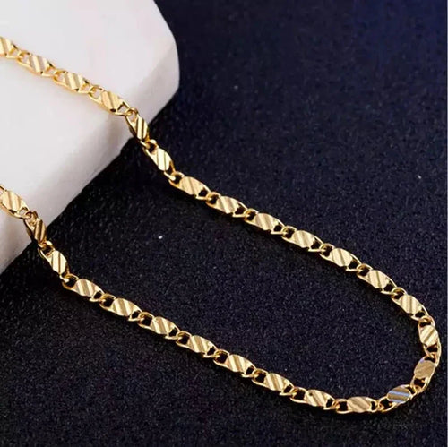 18K Gold Slim Side Chain Necklace