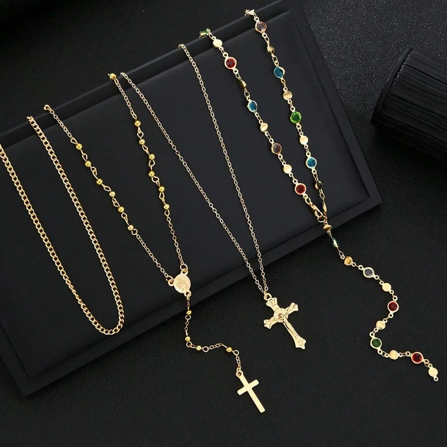 Golden Grace Cross Layered Necklace