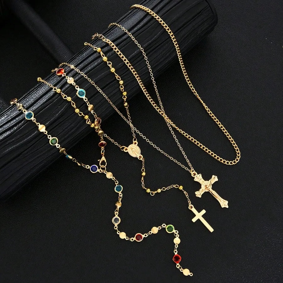 Golden Grace Cross Layered Necklace