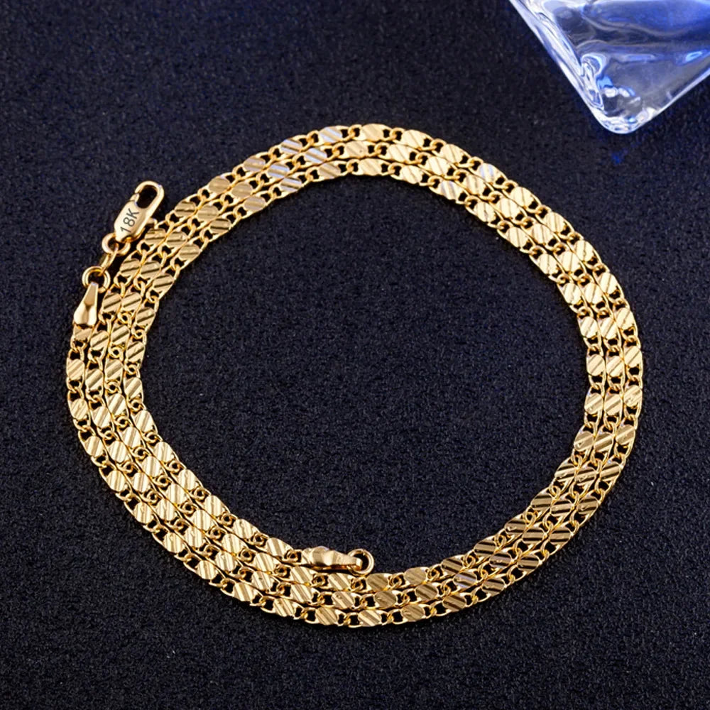 18K Gold Slim Side Chain Necklace