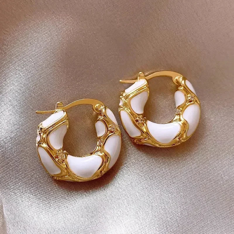 Chic Enamel Huggie Earrings