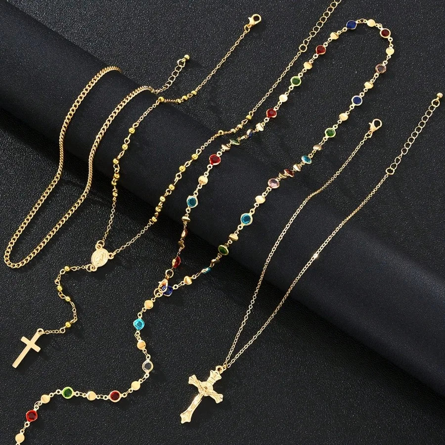 Golden Grace Cross Layered Necklace
