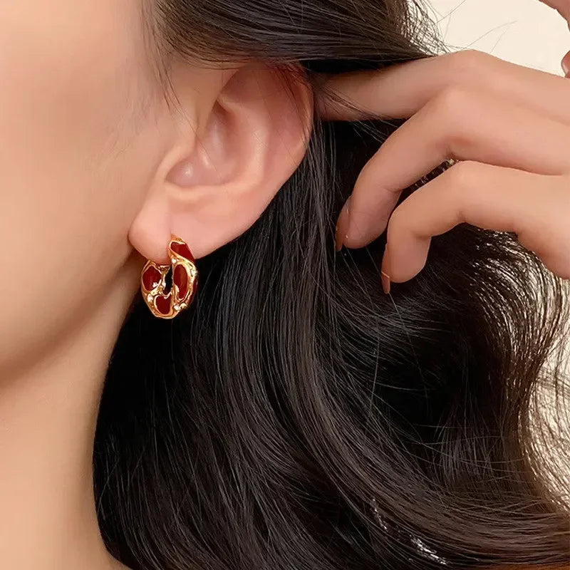Chic Enamel Huggie Earrings