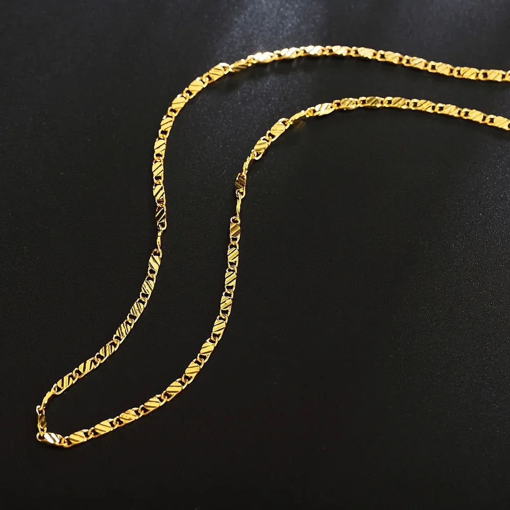 18K Gold Slim Side Chain Necklace