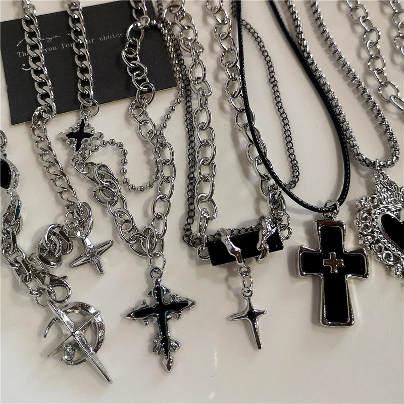 Hip Hop Black Heart Chain Necklace