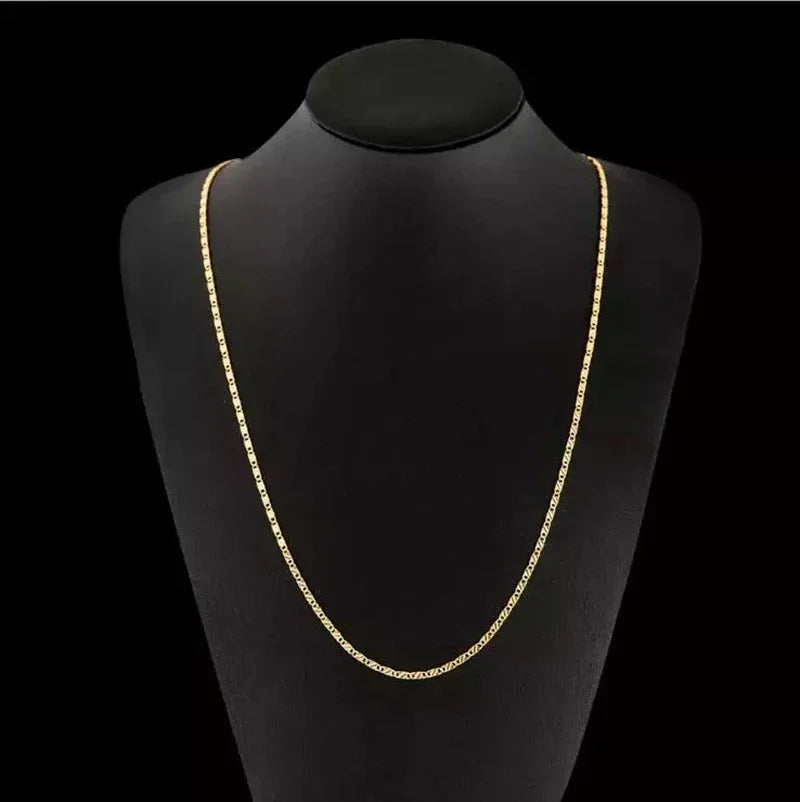 18K Gold Slim Side Chain Necklace