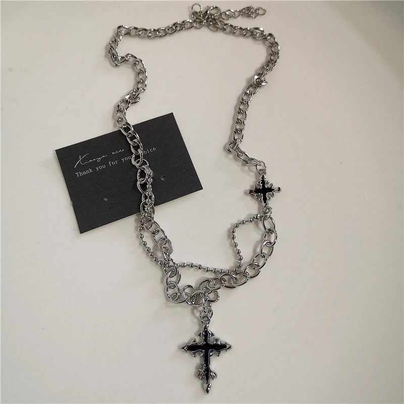 Hip Hop Black Heart Chain Necklace