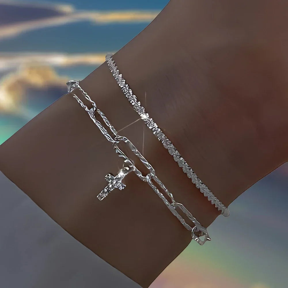 Radiant Luxe Silver Bracelet Set