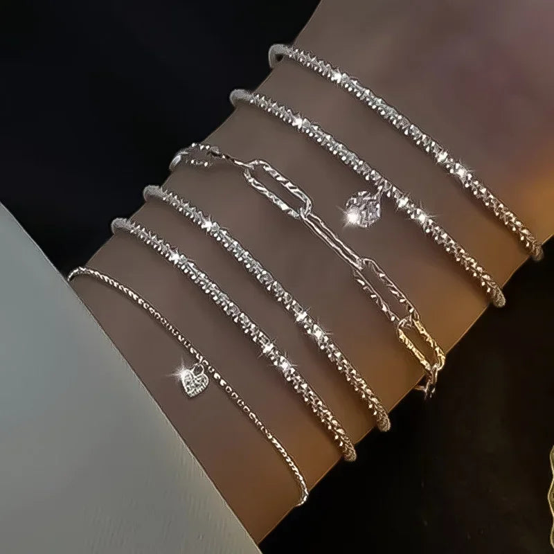 Radiant Luxe Silver Bracelet Set