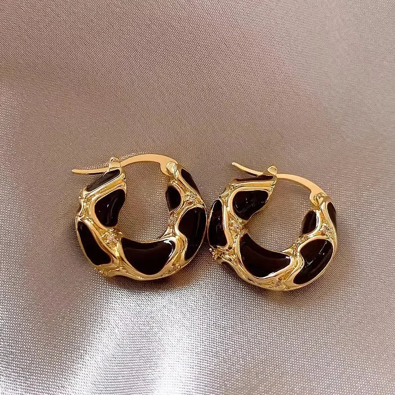 Chic Enamel Huggie Earrings