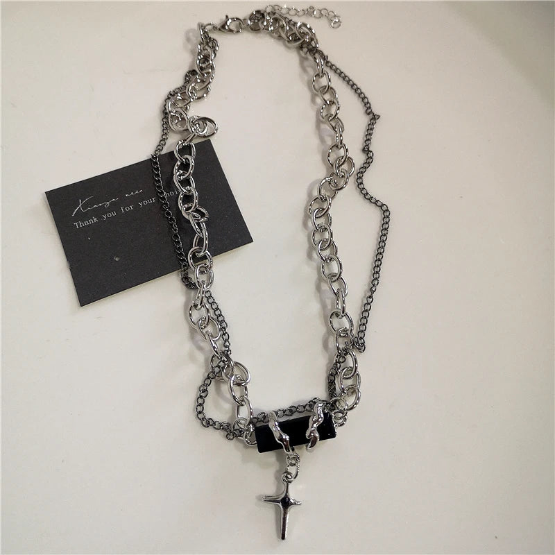 Hip Hop Black Heart Chain Necklace