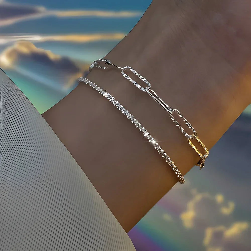 Radiant Luxe Silver Bracelet Set
