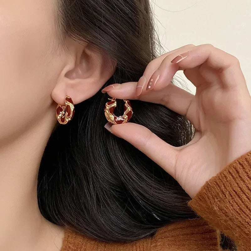 Chic Enamel Huggie Earrings
