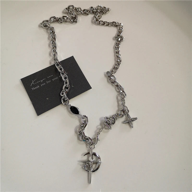 Hip Hop Black Heart Chain Necklace
